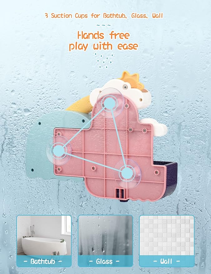 TI-TOO Baby Bath Toys, Fun Simple Physics Educational Bathtub Water Toy, Bath Time Fun Splash Toys for 1, 2, 3+ Year Old Boys Girls Toddlers, Safe Colorful Skin Friendly Waterwheel Bathing Toy