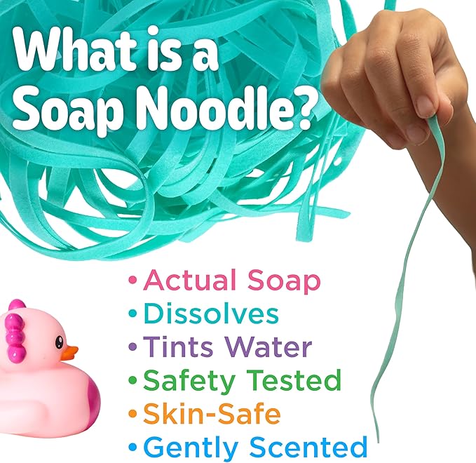 Creativity for Kids Soap Noodles Axolotl Bath Set | Mix, Swirl & Play with Aqua Blue Soap Noodles & Waddles The Axolotl Duck | Sensory Bath Toys & Fine Motor Skill Crafts (Ages 3+)