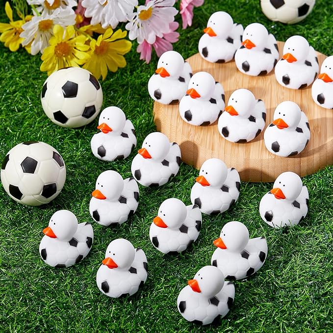 Deekin Rubber Ducks 2 Inch Bulk Sport Party Favors for Team Events Decorations Birthday Party Supplies Club Player Gift(50 Pcs,Soccer)