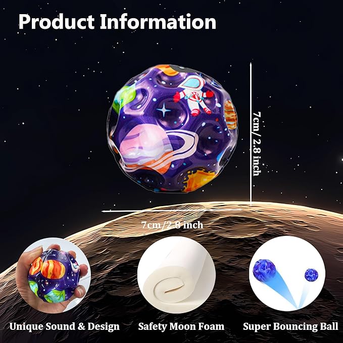 Tendry Extreme High Bouncing Ball Moon Shape for Kids of All Ages, Improve Hand-Eye Coordination, Easy to Grip and Catch by Athletes as a Sport Training Balls