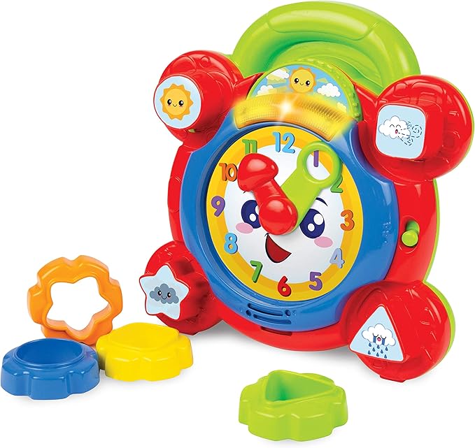 winfun Time for Fun Learning Clock | A Fun Interactive Way to Learn to Read The Time | Movable Hands and Sound Effects | Suitable for Boys and Girls Aged 3 Months and Up, Multicolor, 000675