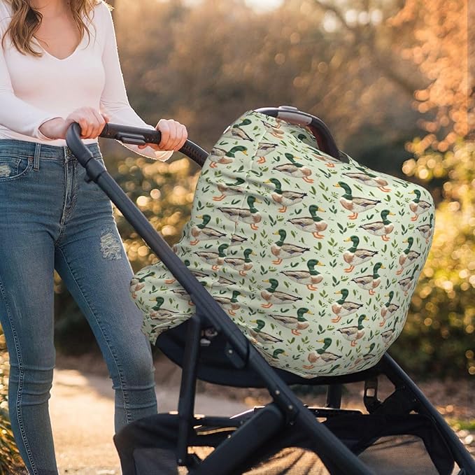 Farm Animal Cute Mallard Duck Baby Car Seat Covers Carseat Canopy Soft Infant Stroller Cover Nursing Breastfeeding Covers for Girls Boys Newborn