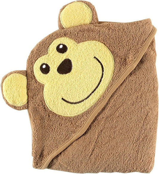 Luvable Friends Unisex Baby Cotton Animal Face Hooded Towel, Monkey, One Size