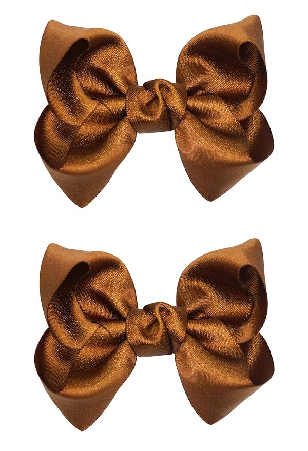 3 Inch Baby Girl Hair Bows Clips Hairpin Headwear Little Teen Toddler Girls Kids Teens Toddlers Hair Accessories - Set of 2 (Deep Brown)
