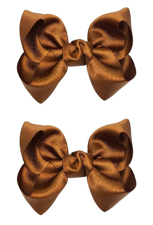3 Inch Baby Girl Hair Bows Clips Hairpin Headwear Little Teen Toddler Girls Kids Teens Toddlers Hair Accessories - Set of 2 (Deep Brown)