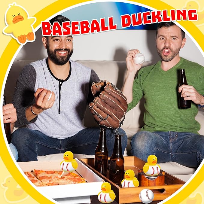 Deekin Rubber Ducks 2 Inch Bulk Sport Party Favors for Team Events Decorations Birthday Party Supplies Club Player Gift(24 Pcs,Baseball White)