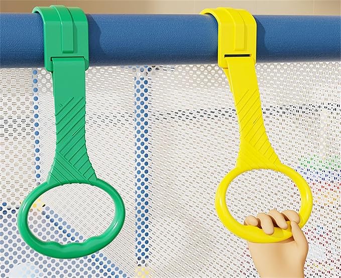 4 Pcs 4 Color Walk Assistant Plastic Crib Pull Rings for Pull Up Rings Cot Hanging Rings for Infant Toddler Practice Tool (4, 7.5 inch)