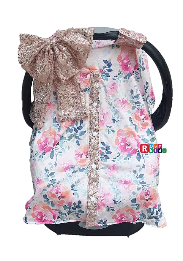 Rosy Kids Infant Carseat Canopy Cover 1pc Wind Proof Baby Car Seat Cover, Sunshade Cover, Fits Any Model, Color25OR02