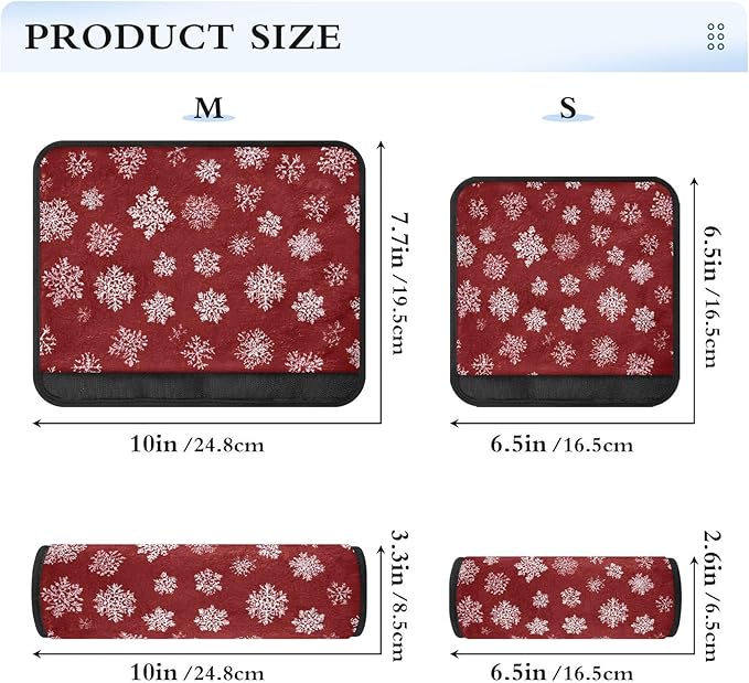2 Pack Seatbelt Covers Seat Belt Cover Pad for Adults Boys Girls Car Seat Strap Covers Pads Cushion Universal Shoulder Strap Pad Protector for Backpack Camera Bag 6.5 Inch Red Winter Snowflakes