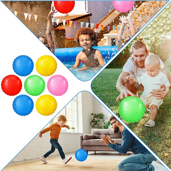 Jerify 7 Inch Large Kids Knobby Balls Bulk Spiky Bounce Inflatable Balls Plastic Soft Massage Sensory Stress Toy for Pool Beach School Play Outdoor Indoor Party Favors 5 Assorted Colors