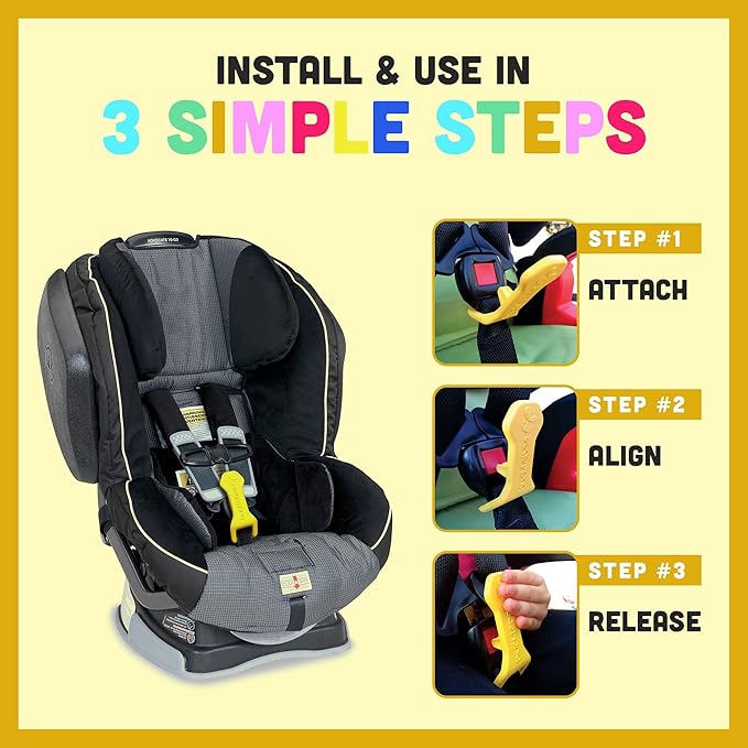 Bucklebee Easy Car Seat Buckle Release Aid for Children Unbuckle Car Seat Release Tool - Button Pusher - Opener for Nails - (Teal and Gray)