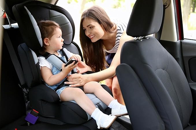 (1) Car Seat Belt/Booster Seat Receptacle Stabilizer by Buckle Booster with Fun Safety Stickers - BPA-Free