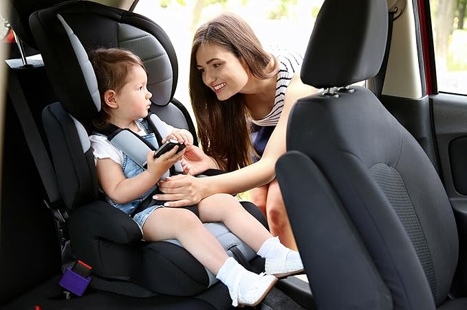 (5) Car Seat Belt & Booster Seat Receptacle Stabilizer by Buckle Booster - with Fun Safety Stickers - BPA-Free