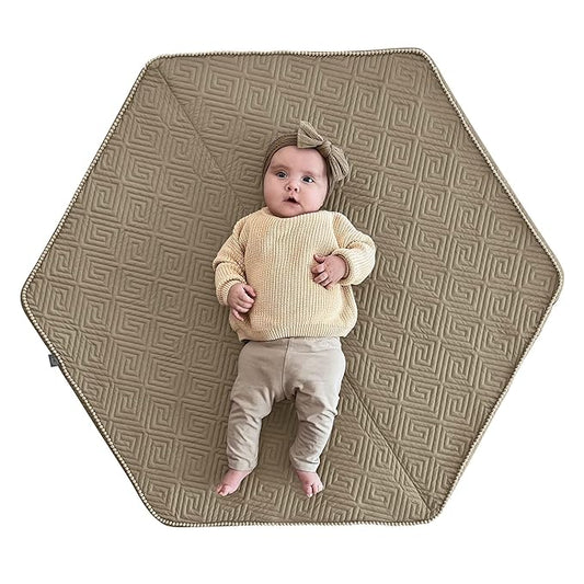Boppy Baby Play Mat - Flat-Folding Foam Baby & Toddler Play Mat for Tummy Time and Kids Play Time, Firm, Non-Skid, Durable with Machine Washable Cover - Natural