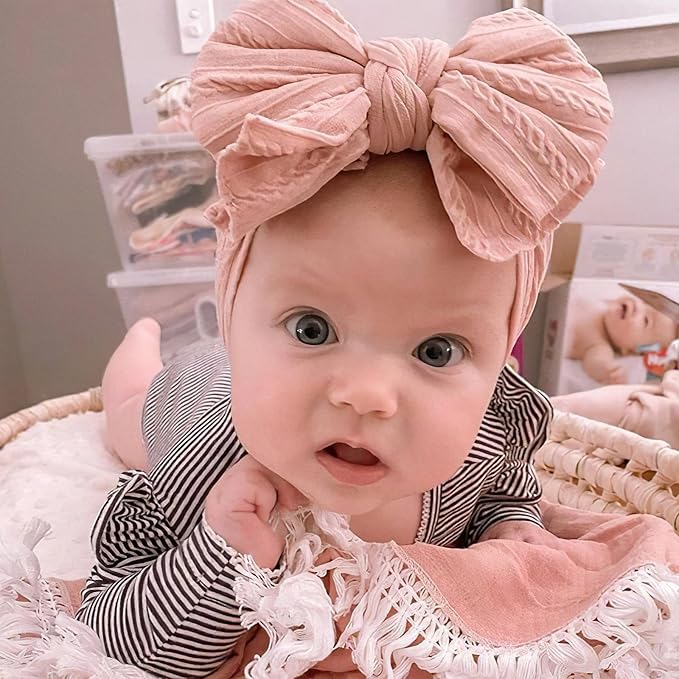 CÉLLOT 6 Pcs Baby Bows Headbands Nylon Hairbands Baby Girl Bows Hair Accessories for Newborn Infant Toddler Essentials (Nature Color Series)