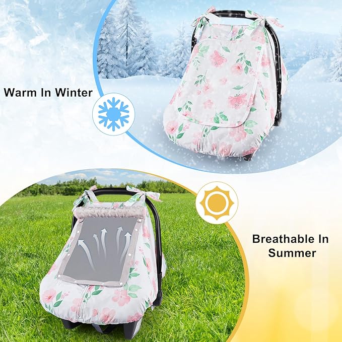 Unicorn Castle Baby Car Seat Cover Infant Car Seat Covers for Babies Breathable Car Seat Canopy Mesh Window Carseat Cover for Four Seasons Newborn