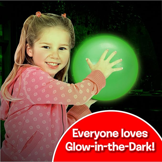 Small World Toys Glow in The Dark Gertie Handball, 9" Inflatable Sensory Balls, Soft Huggable Squishy Bouncy Ball for Kids Ages 3+, Toddler Ball for Sensory Development