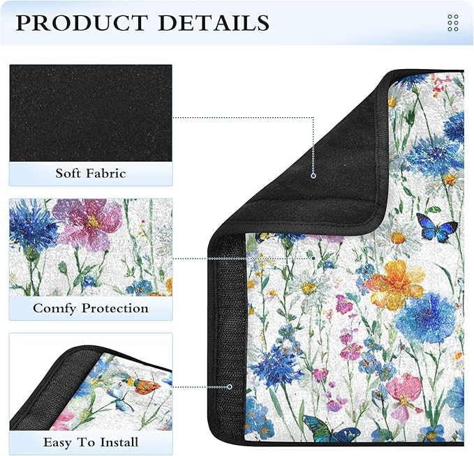 2 Pack Seatbelt Covers Seat Belt Cover Pad for Adults Boys Girls Car Seat Strap Covers Pads Cushion Universal Shoulder Strap Pad Protector for Backpack Camera Bag 10x7.7Inch Watercolor Cornflower Dais