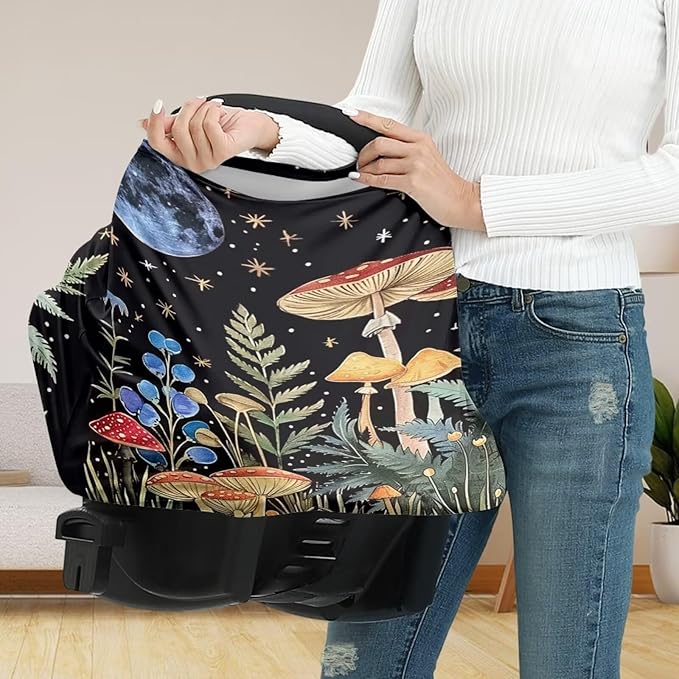 Youngerbaby Mushroom Nursing Cover for Newborns Breastfeeding Cover Scarf Baby Car Seat Covers Infant Stroller Cover Carseat Canopy for Girls and Boys Full Coverage