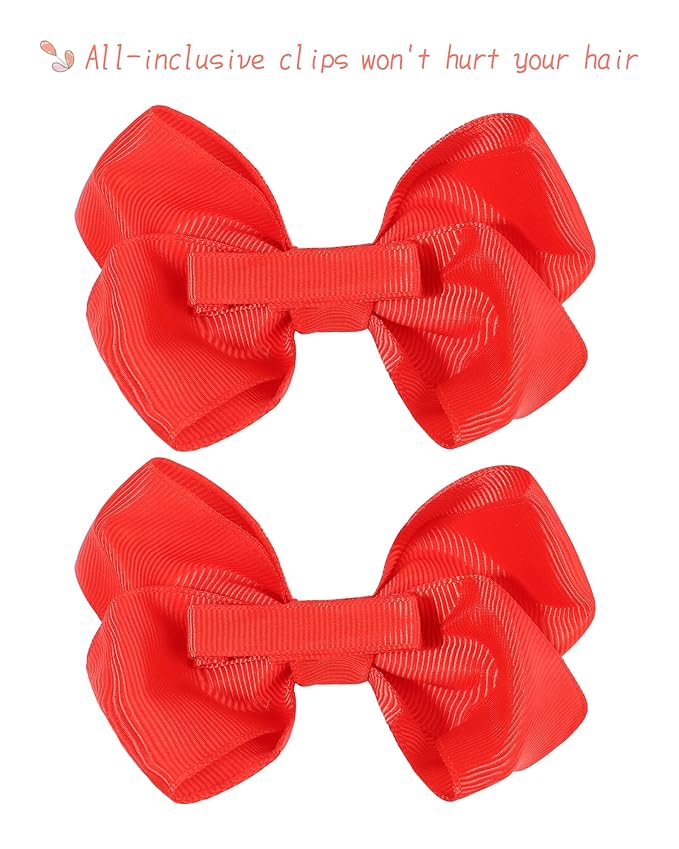 Choicbaby 40 Pieces Hair Bows for Girls 4 Inch Grosgrain Ribbon Toddler Hair Accessories with Fully Lined Clips for Toddlers Baby Girls Kids Teens