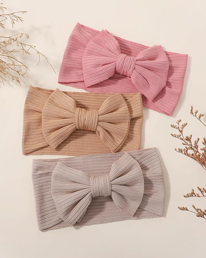 jollybows Baby Headbands, 6pcs Baby Girl Bows Headbands Soft Stretchy Hair Bow Hairbands Hair Accessories for Newborn Infant Toddler Girls Kids