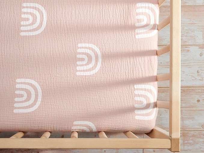 Meracorallo Muslin Mini Crib Sheet, Pack n Play Fitted Sheet, Soft and Breathable Pack and Play Playard Mattress Sheet for Baby Boys and Girls, Rainbow