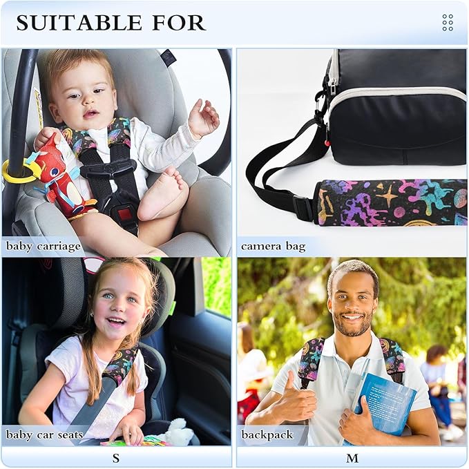 2 Pack Seatbelt Covers Seat Belt Cover Pad for Adults Boys Girls Car Seat Strap Covers Pads Cushion Universal Shoulder Strap Pad Protector for Backpack Camera Bag 10x7.7Inch Black Punk Pumpkin Hallowe