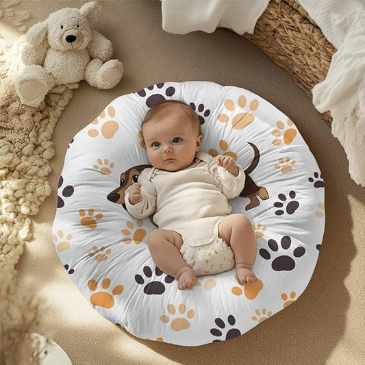Cartoon Dachshund and Paws Baby Lounger Cover Lounger Cover for Boys Girls Comfy Fit Infant Lounger for Baby, Infant Removable Slipcover Breathable and Reusable