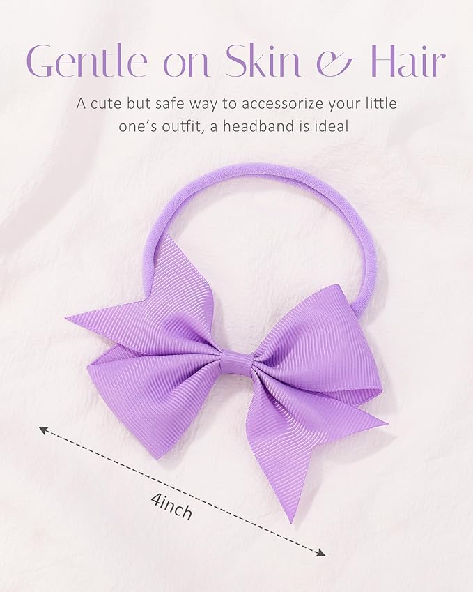 jollybows 40pcs Baby Girls Grosgrain Ribbon Hair Bows Headbands 4" Hair Band Hair Accessories for Infants Newborn Toddler