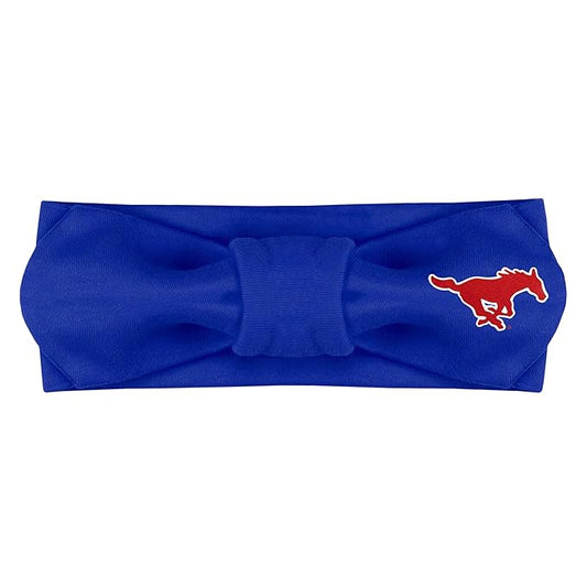 Creative Knitwear SMU Mustangs Infant Girls Royal Solid Hair Knot Headband Embroidered Logo - Size Newborn - 4T