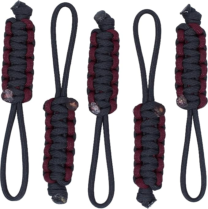 BubbasGarageTv - Large Heavy Duty Paracord Zipper Pulls (Maroon)