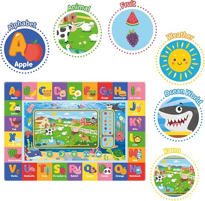 Baby Play Mat for Floor, Kids Playmat Baby Crawling Mats Educational Tummy Time Mats Soft ABC Play Mat for Babies Infants Floor Mat for Kids Learning Playing (78.7X59 INCH, Style 1)