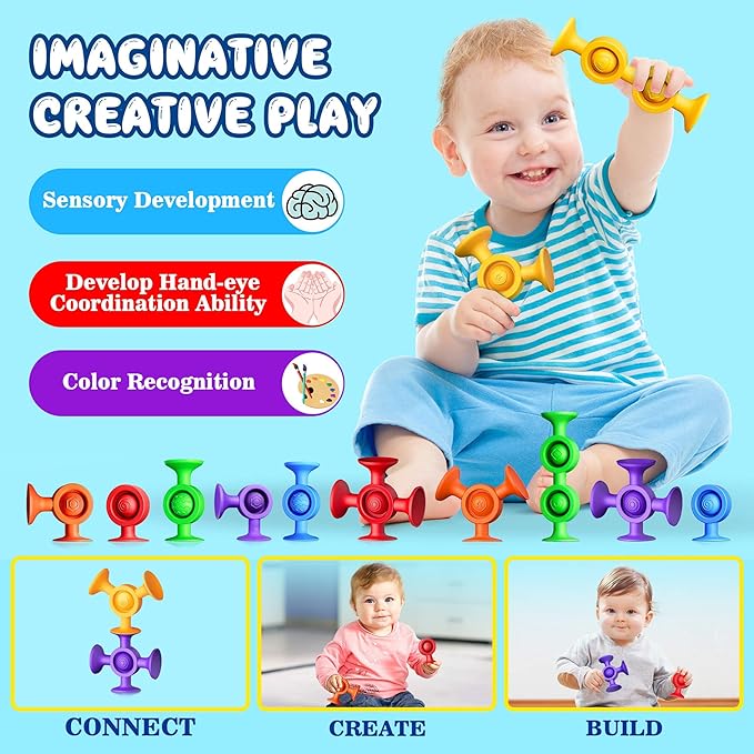 Baby Bath Toys Suction Toy: No Hole Bath Toy for Baby Toddlers Sensory Fidget Toys for Autism Fine Motor Skills Suction Cup Toys for Boys Girls - Bathtub Airplane Travel Easter Basket Stuffers