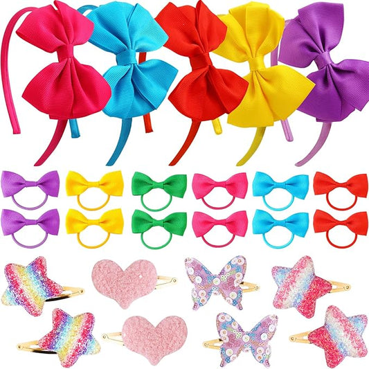 Little Girl Hair Accessories Set for Girls 4-6, Toddler Hair Bows for Kids Ages 4-8 8-10, Headbands Head Bands Hairbands Hair Stuff for 4 5 6 Year Old Young Girls 6-8, diademas para ninas Bow Gift Set