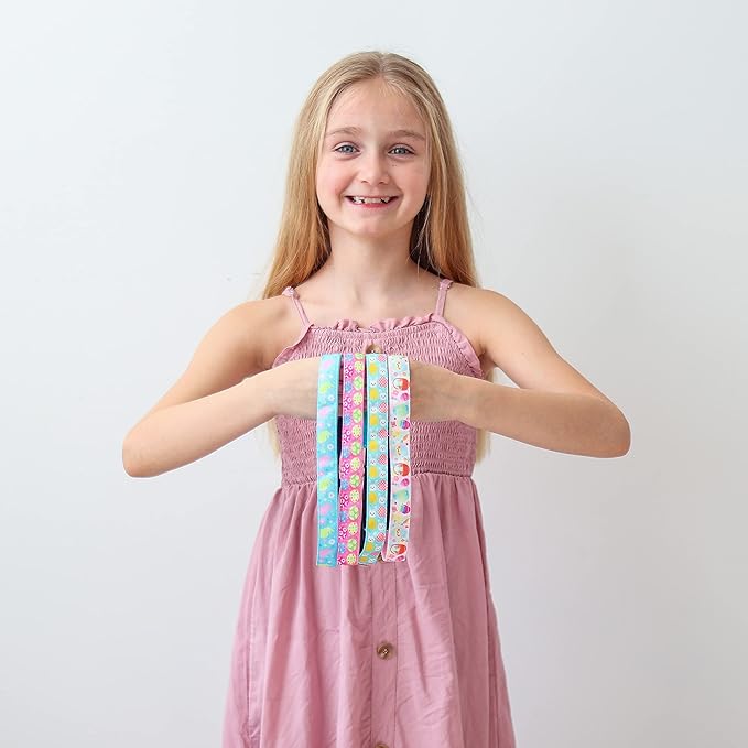 FROG SAC 4 Easter Headbands for Girls, Adjustable No Slip Stretch Elastic Head Band for Kids, Thin Fabric Hair Accessories