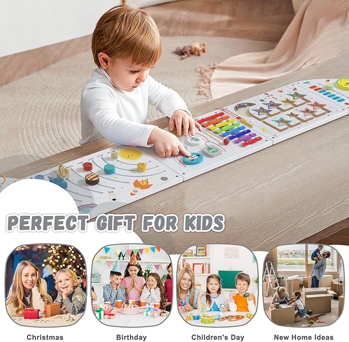 Spacocld Rocket Activity Wall Busy Board Panels - Sensory Wall Panel for Kids, Montessori Toddler Wall Activity Board(5PCS)
