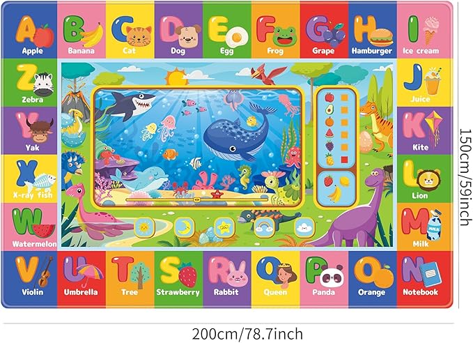 Baby Play Mat for Floor, Playmat Baby Crawling Mats Educational Tummy Time Mats Soft ABC Play Rug for Toddlers Infants Kids Rug for Playroom Classroom(78.7X59 INCH, Style 2)
