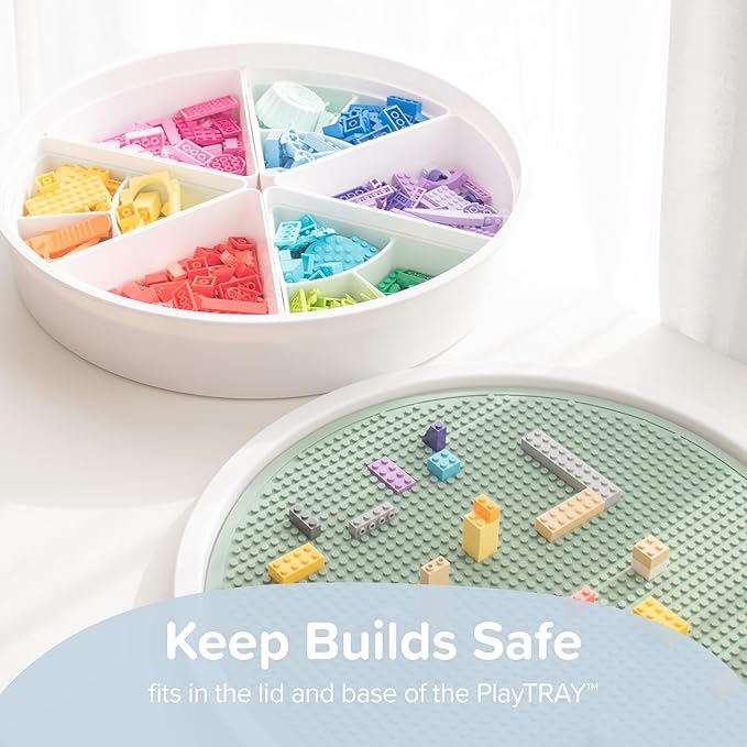 Inspire My Play - Silicone Building Blocks Baseplate - Compatible with All Major Building Block Brands - Double Sided for Large Building Blocks - Perfect Accessory for Sensory PlayTray - Stone