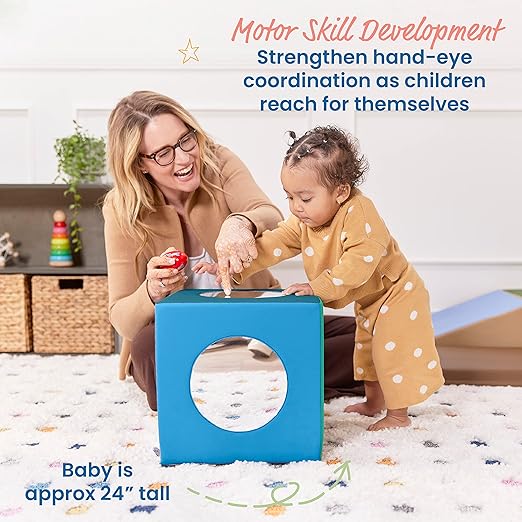 ECR4Kids SoftZone Mirror Activity and Sensory Play Cube, Baby Essentials, Contemporary