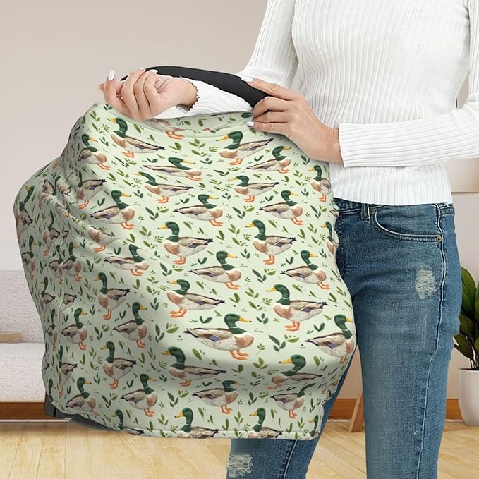 Farm Animal Cute Mallard Duck Baby Car Seat Covers Carseat Canopy Soft Infant Stroller Cover Nursing Breastfeeding Covers for Girls Boys Newborn