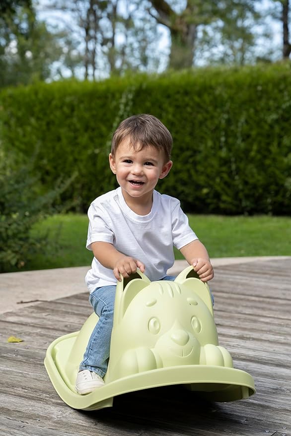 Smoby Life – Green Cat Rocking – Ergonomic Seat – Grip Handles – Recycled Material – from 18 Months – Made in France