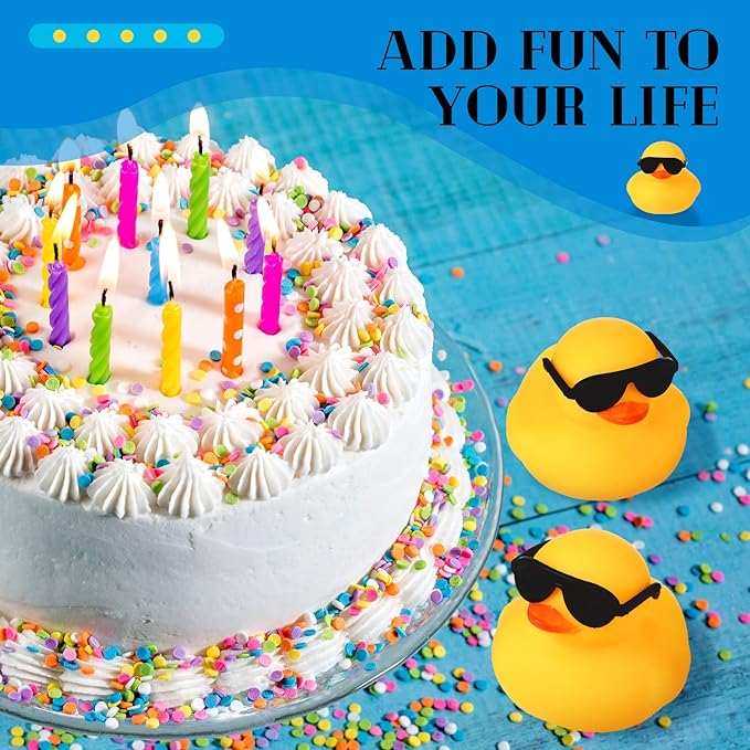 Chivao 36 Pcs Mini Rubber Ducks with 36 Sunglasses Rubber Ducks in Bulk Bathtub Duckies Toys for Kids Christmas Valentine Gifts Birthday Party Favors Cruise(Duck with Sunglasses)
