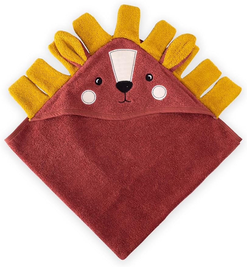 Cigit Concept 100% Organic Cotton Lion Figure Hooded Baby Towels 29.5 x 29.5 Inch Tile, Organic Baby Towels and Washcloths