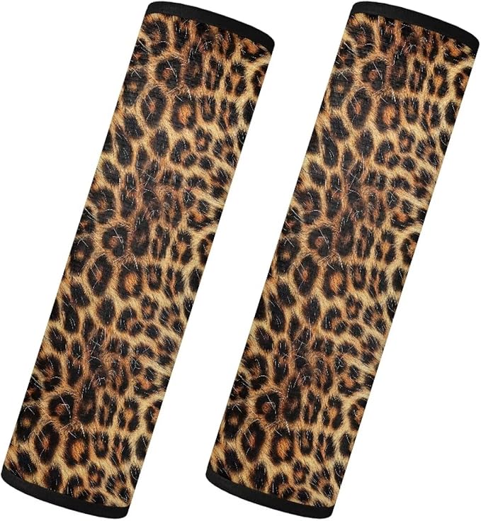 Seat Belt Cover Pad 2 Packs Seatbelt Cushion Covers Leopard Pattern Universal Car Seat Neck Cover for All Car Seat Stroller Birthdays Gifts for Women Lady