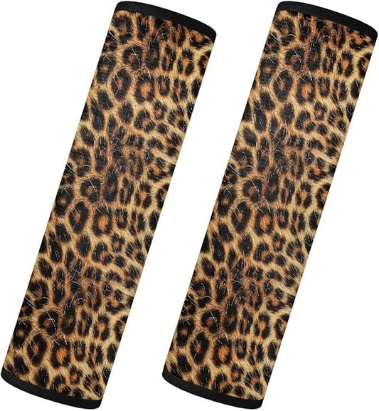 Seat Belt Cover Pad 2 Packs Seatbelt Cushion Covers Leopard Pattern Universal Car Seat Neck Cover for All Car Seat Stroller Birthdays Gifts for Women Lady
