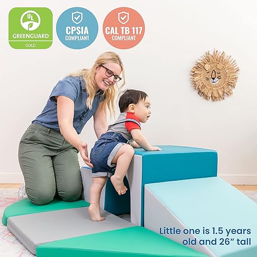 ECR4Kids SoftZone Lincoln Tunnel Climber, Toddler Playset, Contemporary, 9-Piece
