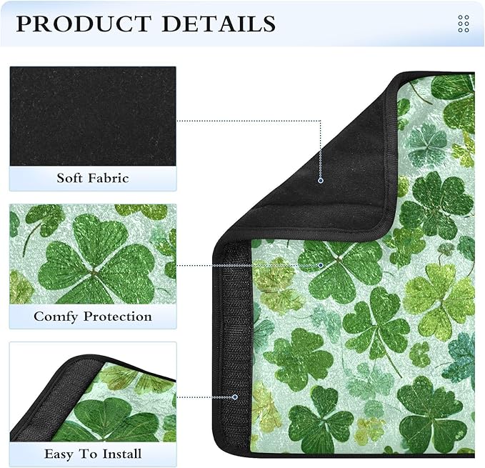 2 Pack Seatbelt Covers Seat Belt Cover Pad for Adults Boys Girls Car Seat Strap Covers Pads Cushion Universal Shoulder Strap Pad Protector for Backpack Camera Bag 6.5 Inch Green Nature St Patrick Clov