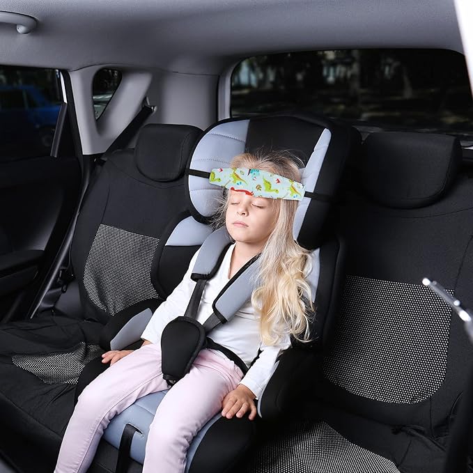 HESTYA 2 Pcs Carseat Head Support Toddler, Stroller Seat Headrest for Sleeping Traveling, Neck Relief Headband Strap for Kids Children Toddler Infant(Dinosaur and Dolphin)