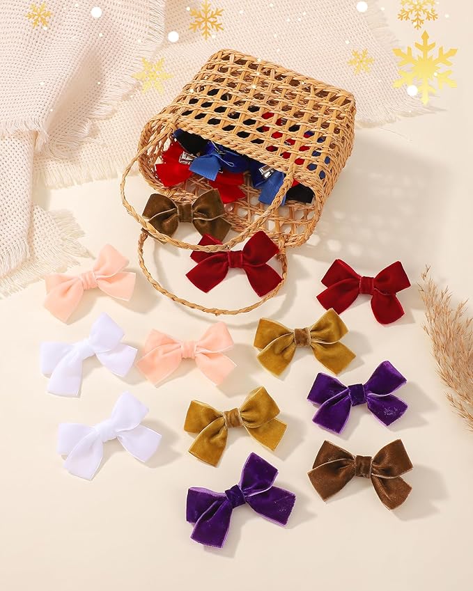 jollybows 20pcs 2inch Velvet Baby Hair Clips Handmade Christmas Hair Bows for Girls Alligator Clips Hair Accessories for Infants Toddlers Kids Teens