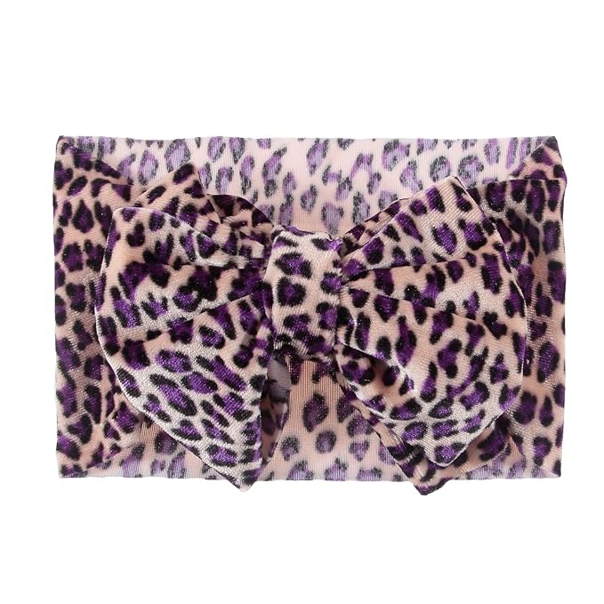 Nishine 5PCS Baby Girls Soft Wide Leopard Hair Turban Head Wraps Kids Stretchy Knotted Bows Headband for Children Hair Accessories Infant Headwraps